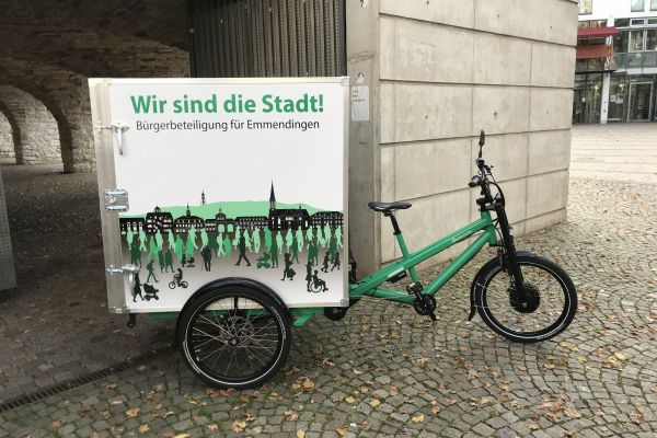 Mit dem "Beteiligungs-Bike" der Stadt Emmendingen sind wir zur Bürgerbeteiligung im Stadtgebiet unterwegs.